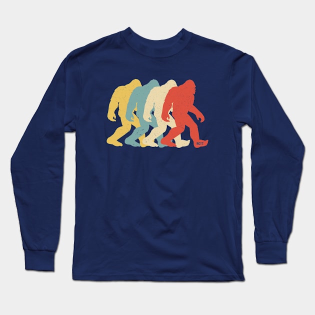 Vintage Retro Bigfoot Line Long Sleeve T-Shirt by JohnnyBoyOutfitters